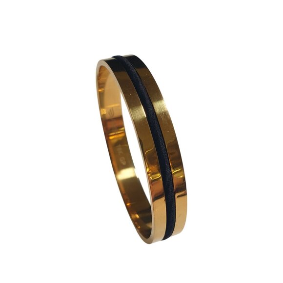 Ashley Bridget 18K Gold Plated Bangle Bracelet Black Hair Tie Designer Mom Gift - Picture 5 of 5